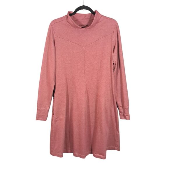 Toad & Co Knit Dress Size Small L/S Fernview Jersey Organic Cotton A-Line Mock‎ - Picture 1 of 11